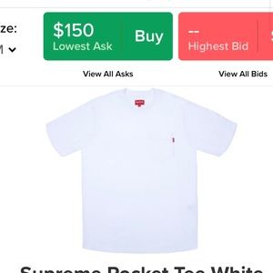 NWT supreme pocket tee M white shirt